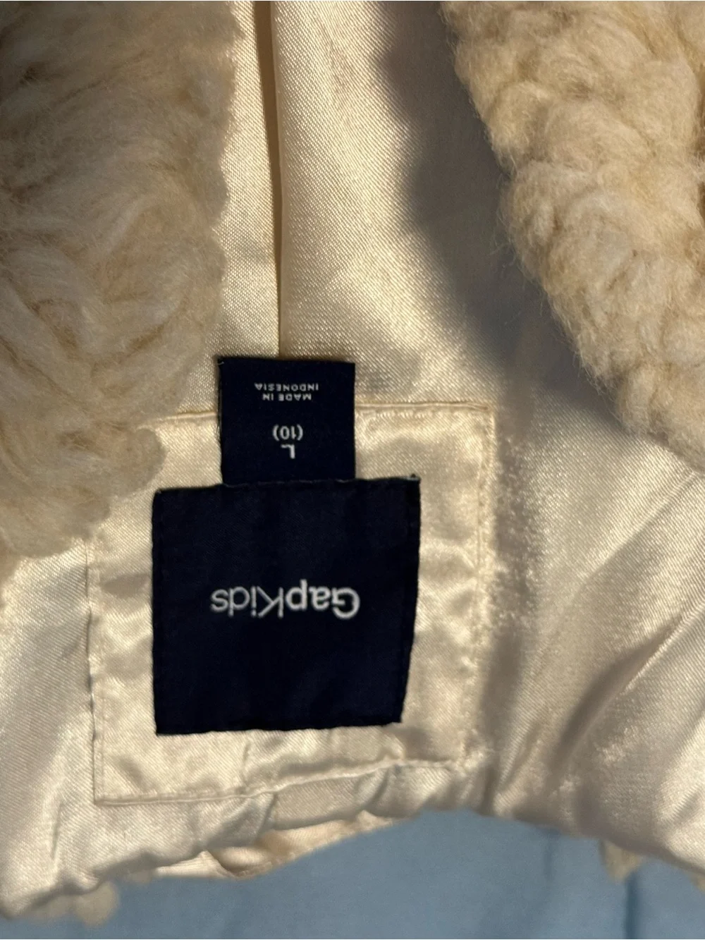 GAP Cream Faux Shearling Vest with Navy Label
